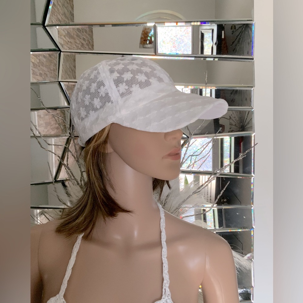 Women WHITE Embroidered Cap Adjustable